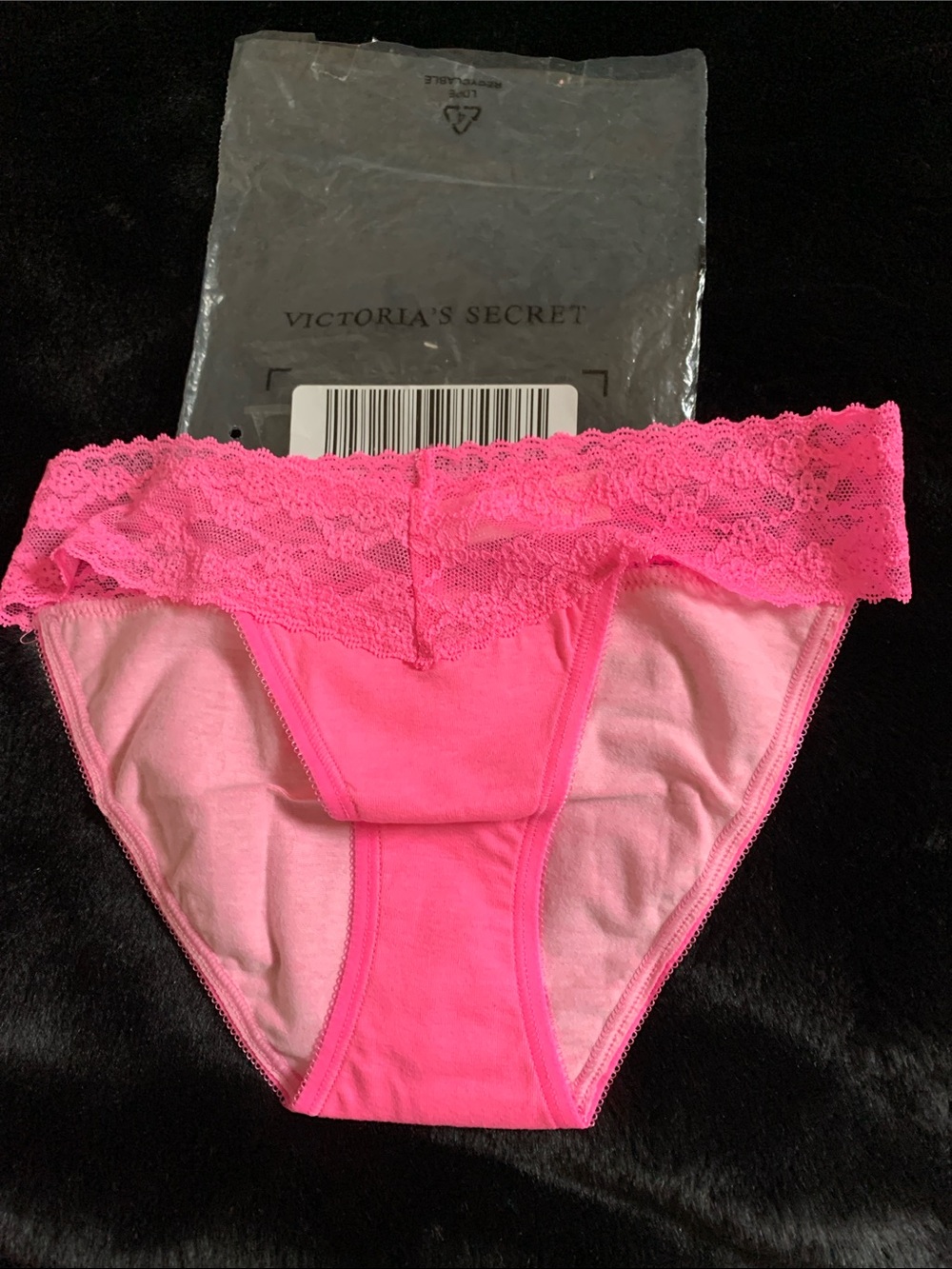 Victoria's Secret Neon Pink Lace-Trim Bikini Panty